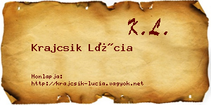 Krajcsik Lúcia névjegykártya